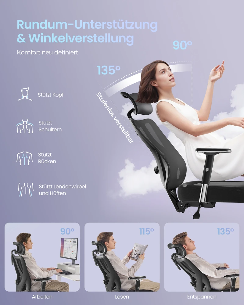 Songmics Ergonomiška biuro kėdė su reguliuojama atrama