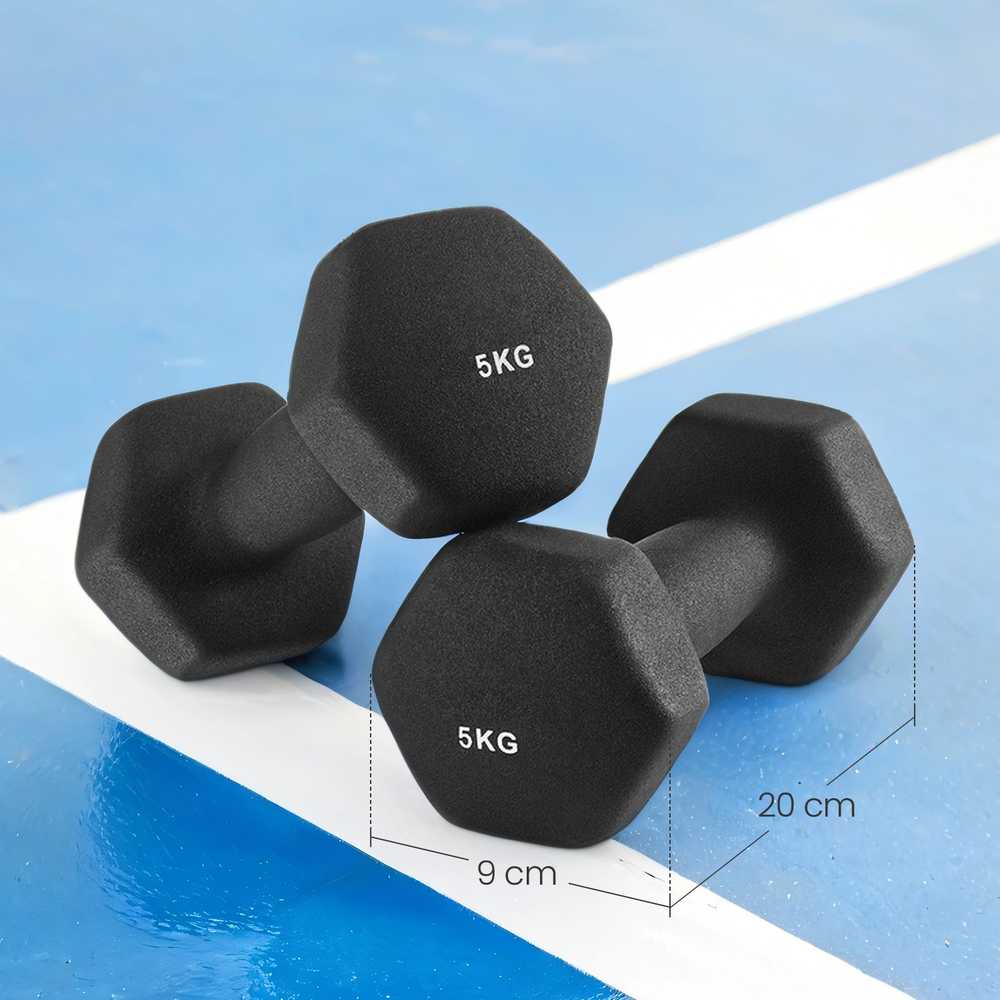 SONGMICS hanteliai, 2 vnt. rinkinys, 2 x 5kg