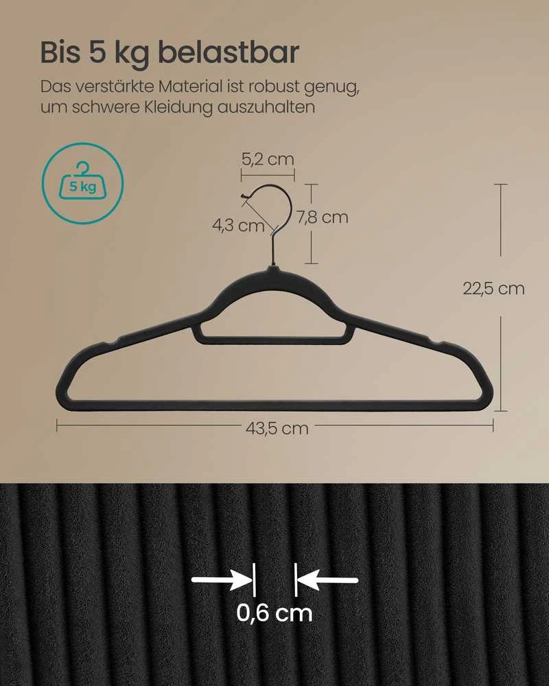 SONGMICS pakabų rinkinys, 50 vnt., 43,5 cm ilgio, juodos spalvos
