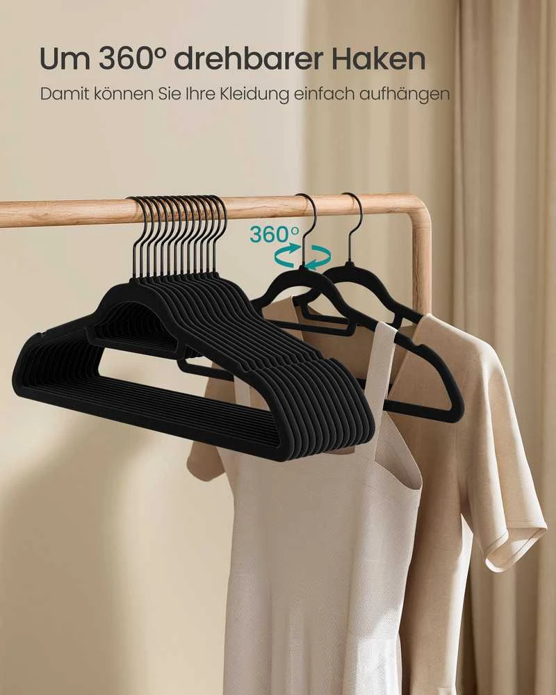 SONGMICS pakabų rinkinys, 50 vnt., 43,5 cm ilgio, juodos spalvos