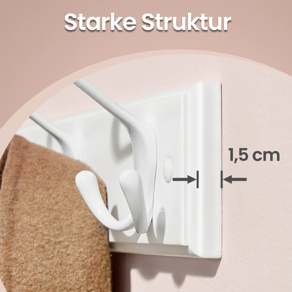 SONGMICS sieninis drabužių kabyklos stovas, 5 metaliniai trigubi kabliai, kablių stovas drabužiams, rankinėms, raktams, skirtas prieškambariui, miegamajam, svetainei, iš anksto surinktas, debesų baltumo spalvos
