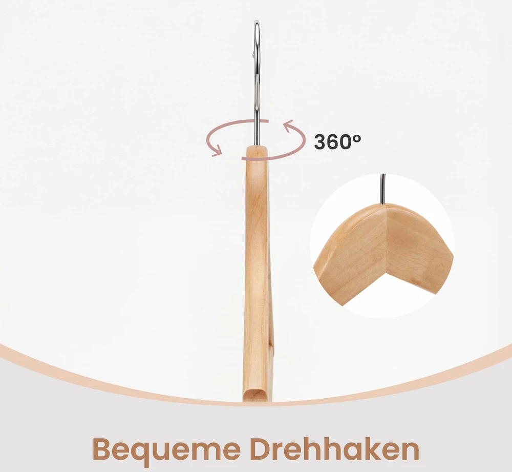SONGMICS Songmics vaikų pakabos, 20 vnt., medinės, natūralios, 35 cm