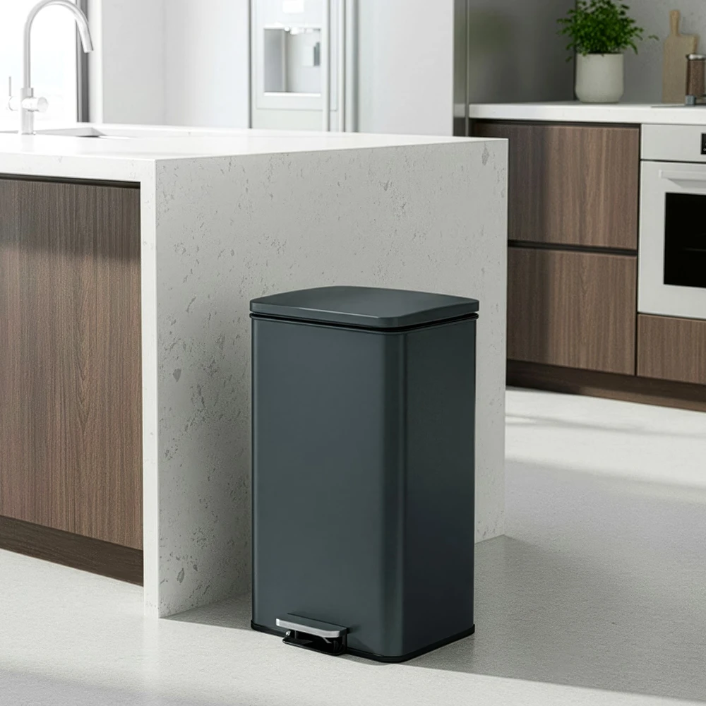 Songmics Šiukšliadėžė 40 l antracito spalvos
