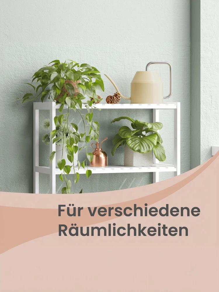 Songmics Keturių aukštų bambukinė lentyna, balta