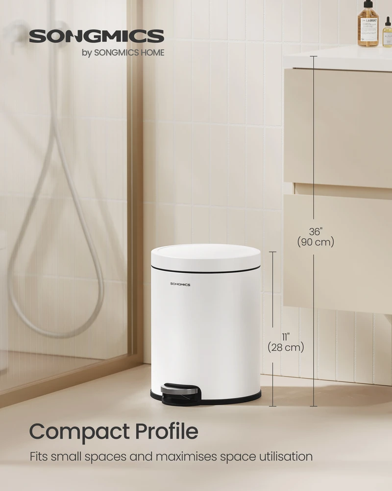 Songmics Šiukšliadėžė 6 l su Softclose dangčiu