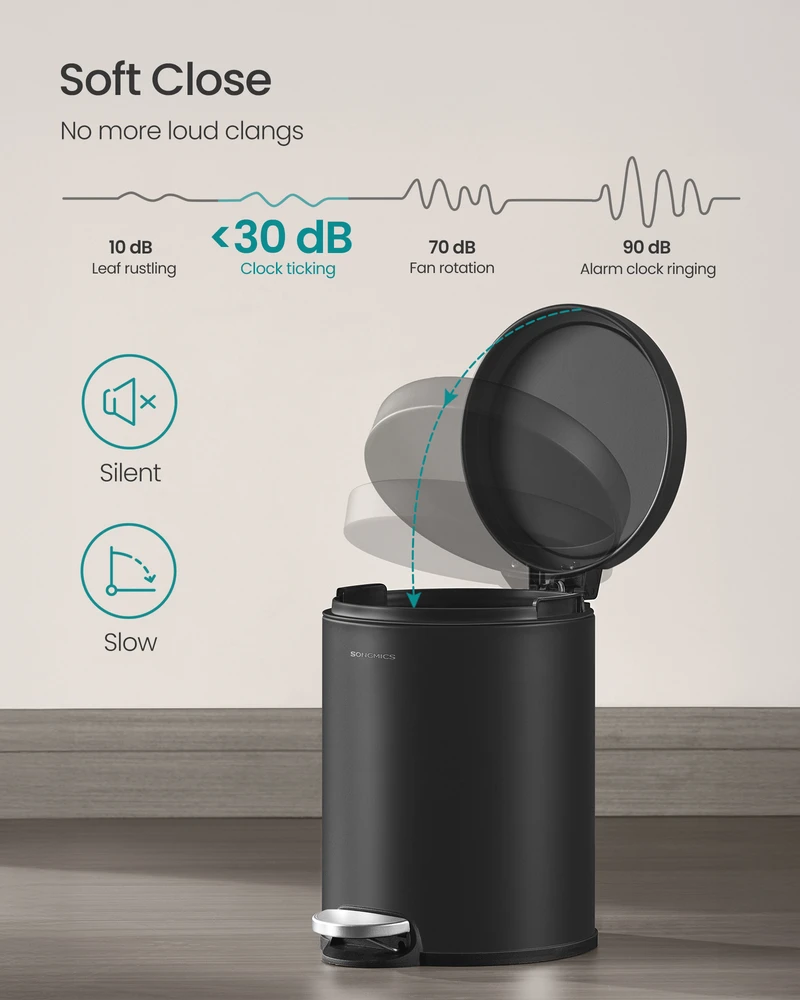 Songmics Šiukšlių dėžė su Softclose dangčiu 6 l