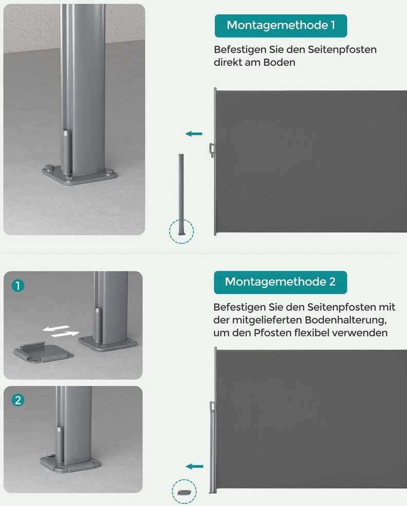 Songmics Šoninis tentas 200 x 300 cm antracito spalvos