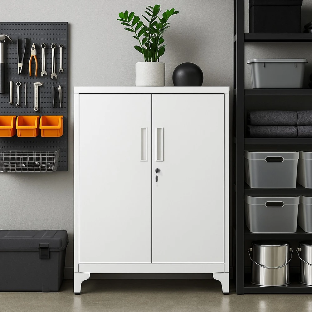 Songmics Dokumentų spintelė su užraktu 40 x 80 x 90 cm balta