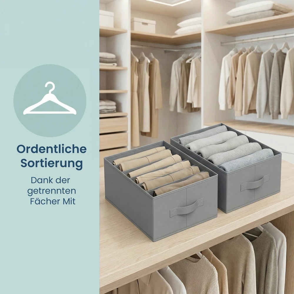 Songmics Spintos organizatorius, 6 vnt. rinkinys, sulankstomi stalčių organizatoriai su 6 skyreliais