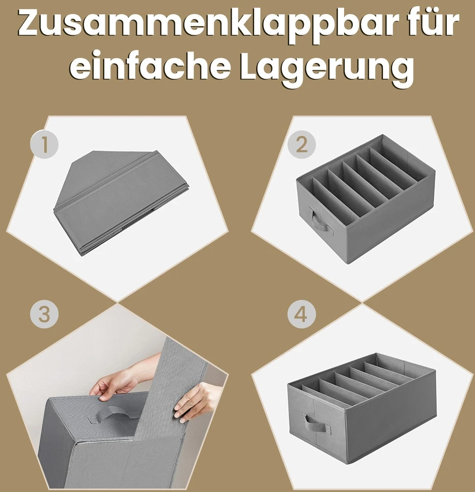 Songmics Spintos organizatorius, 6 vnt. rinkinys, sulankstomi stalčių organizatoriai su 6 skyreliais