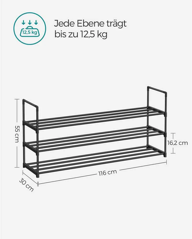 Sukraunama batų lentyna su 3 lygiais iš metalo 30 x 116 x 55 cm
