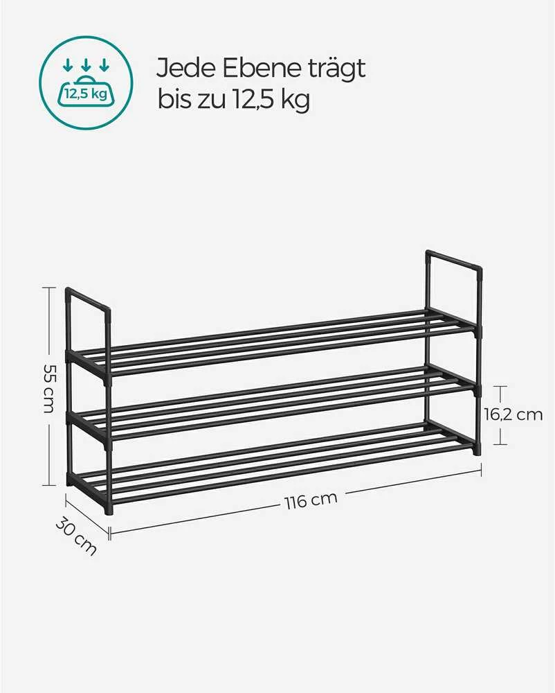Sukraunama batų lentyna su 3 lygiais iš metalo 30 x 116 x 55 cm