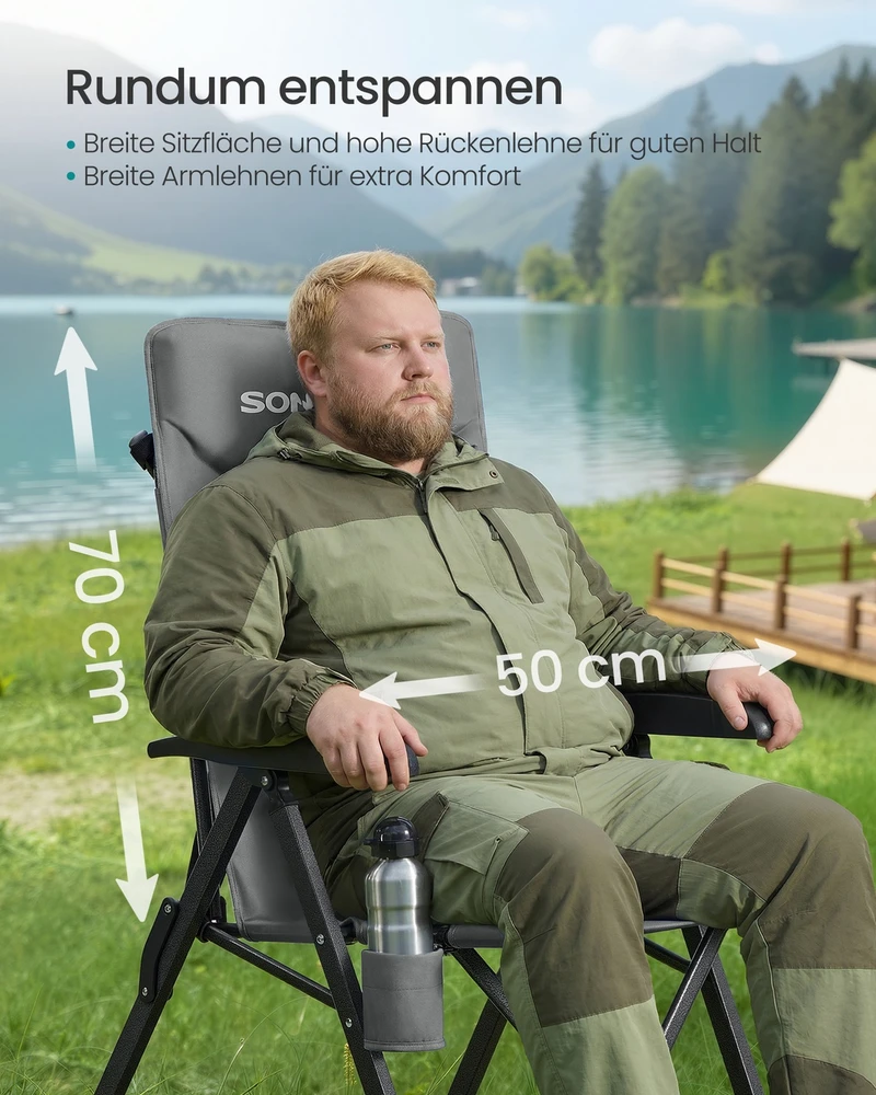Songmics Stovyklavimo kėdė 70 x 60 x 110 cm