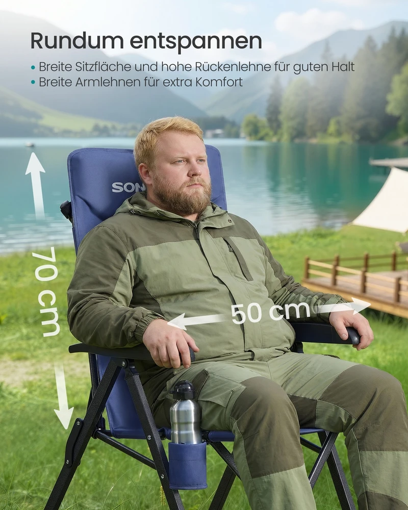 Songmics Sulankstoma kėdė mėlyna
