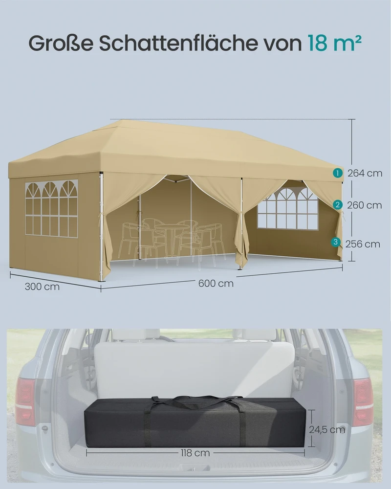 Songmics Sulankstomas paviljonas 3 x 6 m