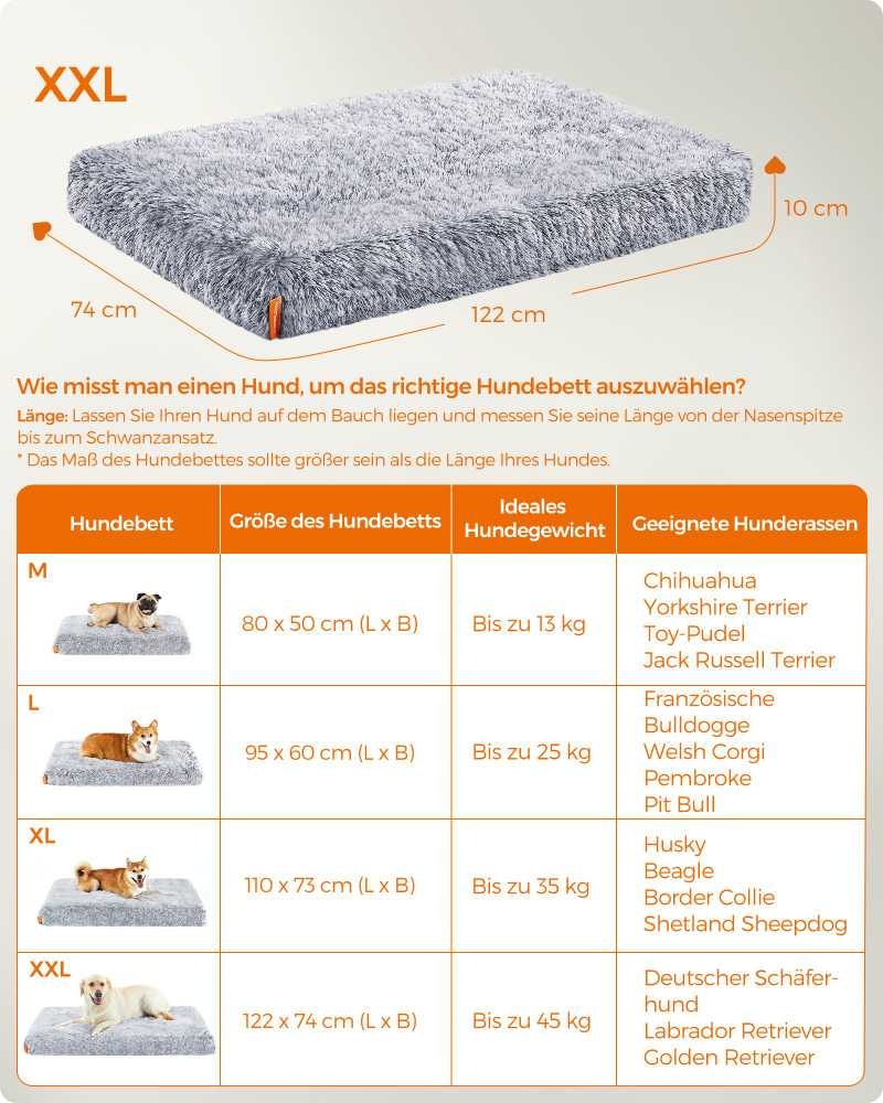 Songmics Feandrea Pliušinis gultas šunims 122 x 74 x 10 cm Ombrė pilka XXL