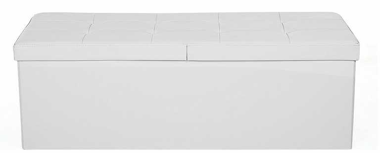 Songmics Suoliukas su atlenkiamu dangčiu 110 cm Baltas