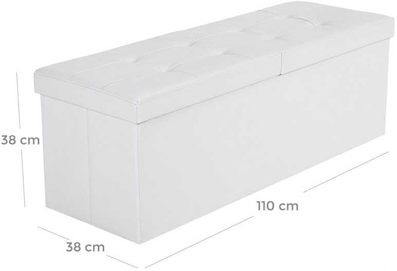 Songmics Suoliukas su atlenkiamu dangčiu 110 cm Baltas