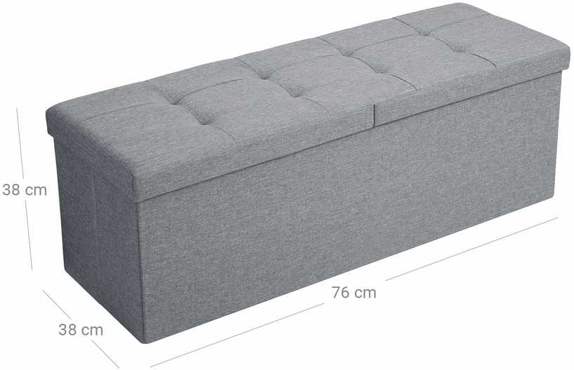 Songmics Suoliukas su atlenkiamu dangčiu 110 cm šviesiai pilkos spalvos