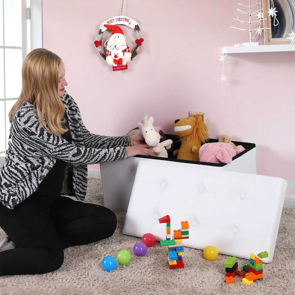Songmics Sėdynės krūtinės 76 cm dirbtinės odos baltos spalvos