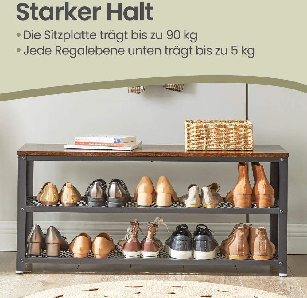 Songmics Batų suoliukas 100 x 30 x 45 cm