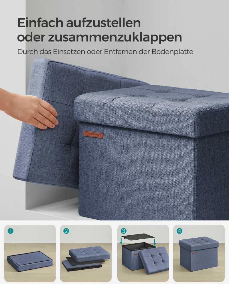 Songmics Suoliukas su saugykla 76 cm dirbtinė oda, juoda