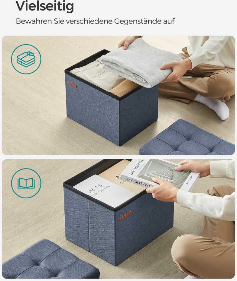 Songmics Suoliukas su saugykla 76 cm dirbtinė oda, juoda