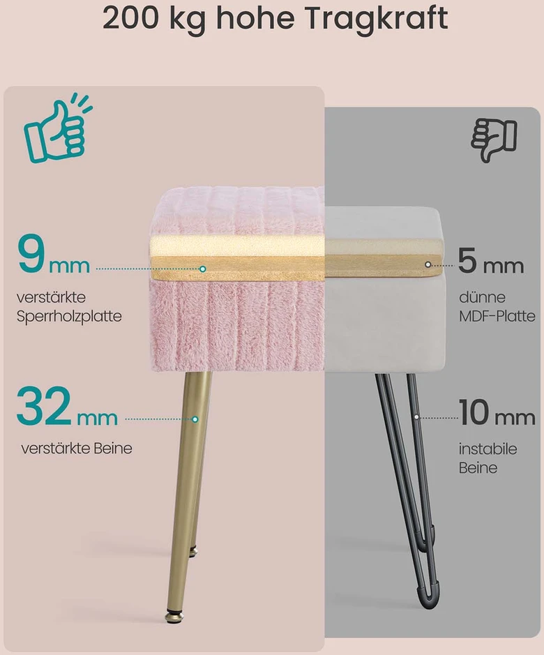 Home Styling Collection Rožinė kosmetinio staliuko kėdė su dėže