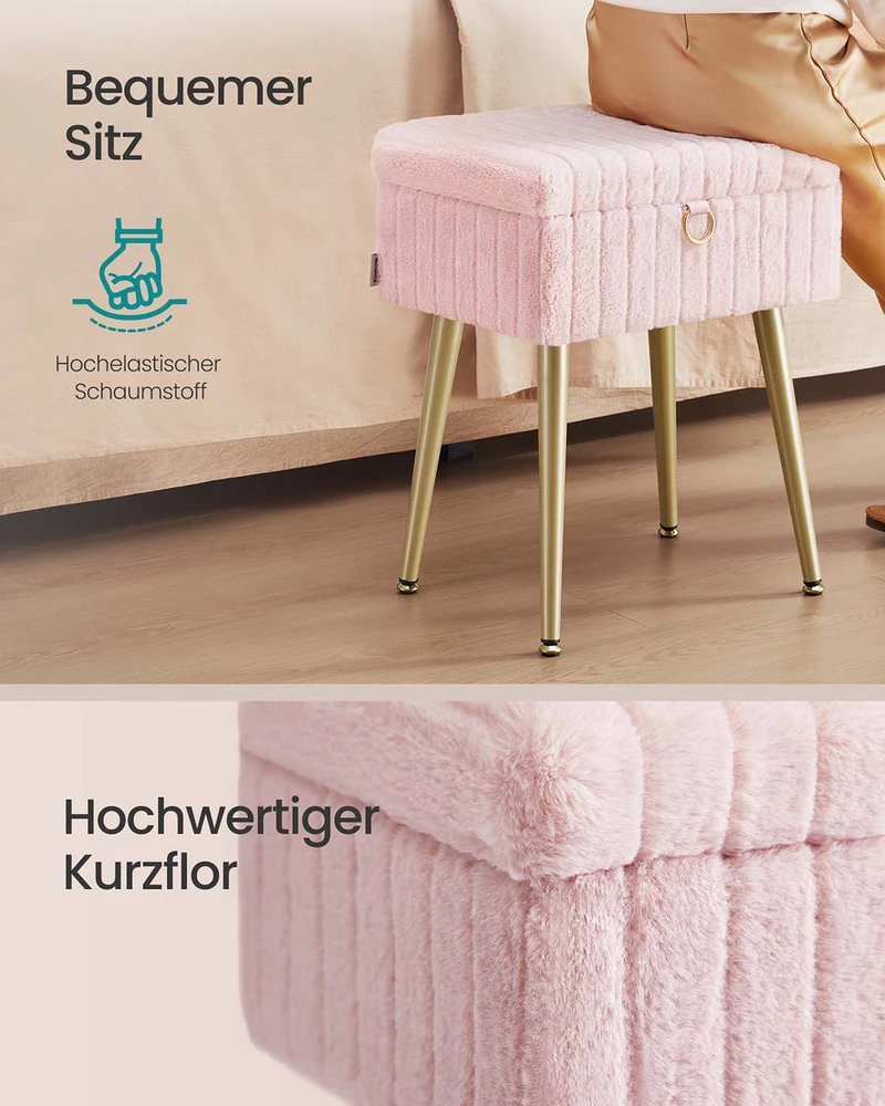 Home Styling Collection Rožinė kosmetinio staliuko kėdė su dėže