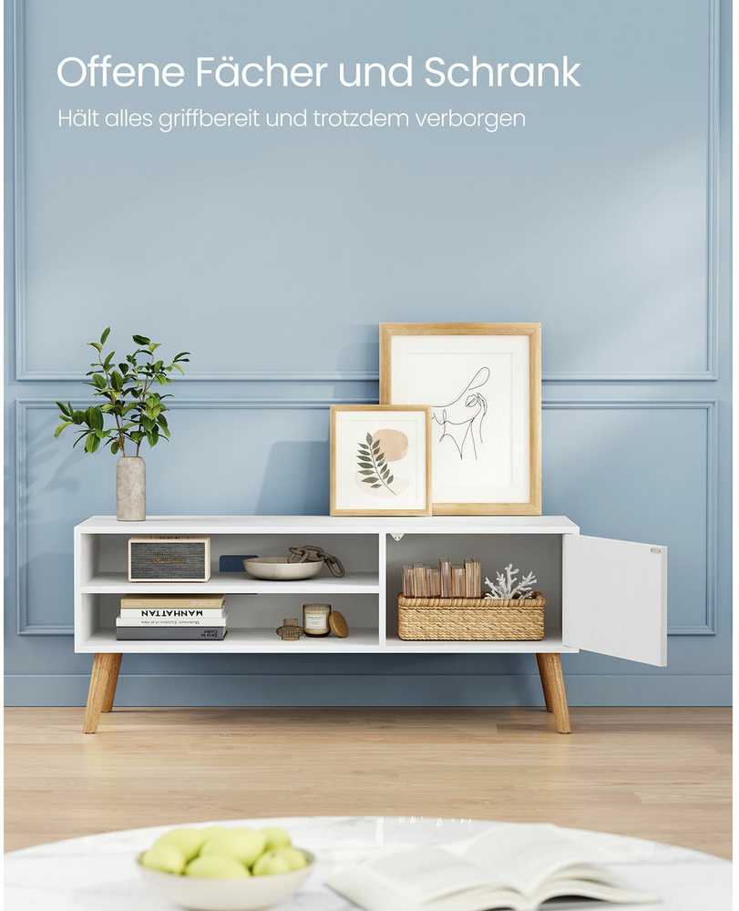TV staliukas Vasagle TV spintelė su 1 durelėmis 40 x 120 x 49 cm balta