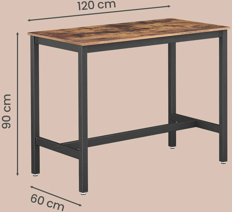 Songmics Aukštas baro stalas 120 x 60 x 90 cm