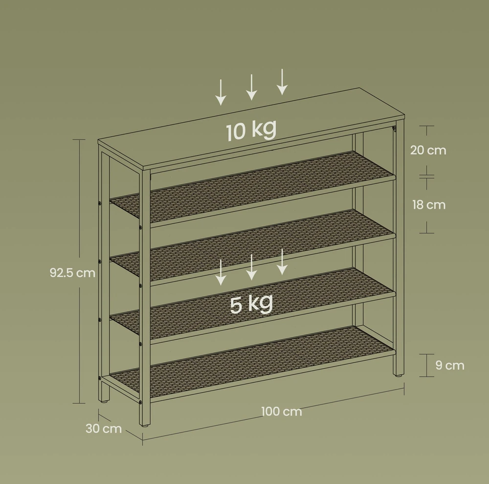 Songmics Batų lentyna VASAGLE 100 x 30 x 92,5 cm