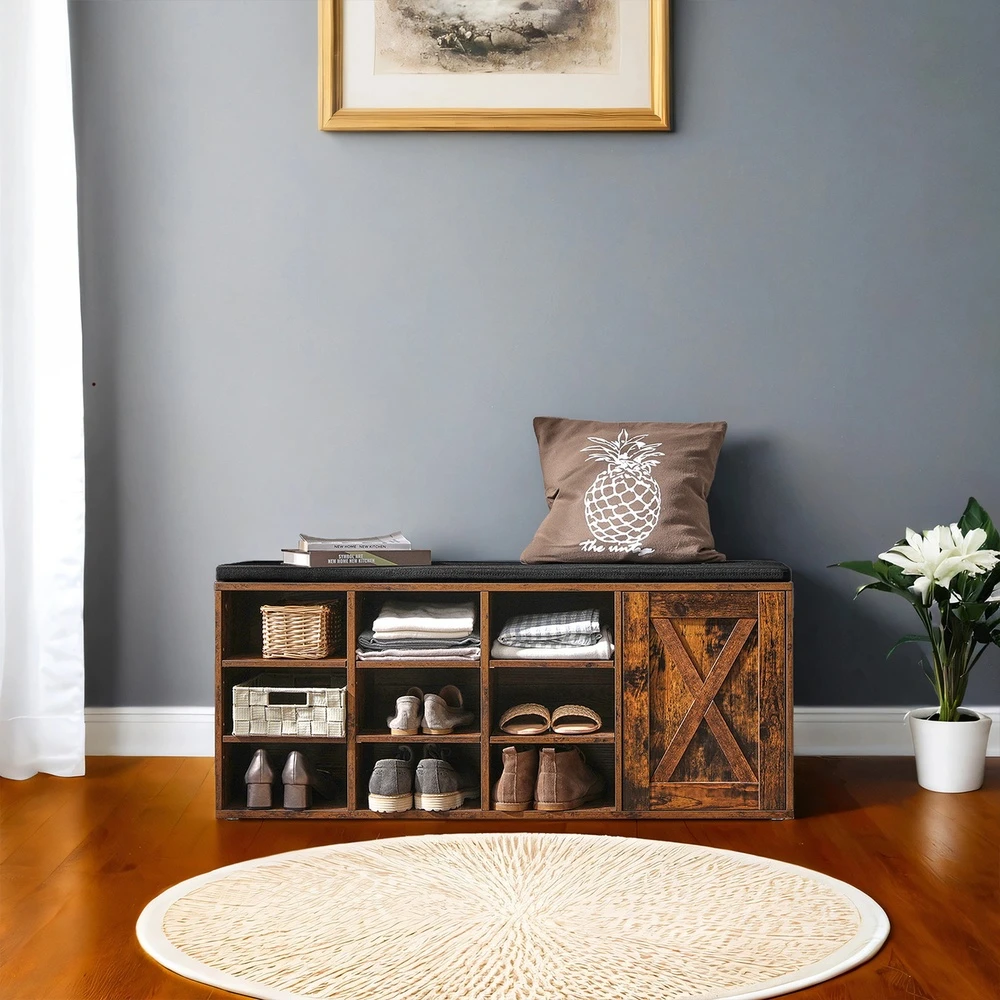 Songmics Batų suolelis VASAGLE 110x30x48 cm su 9 skyreliais