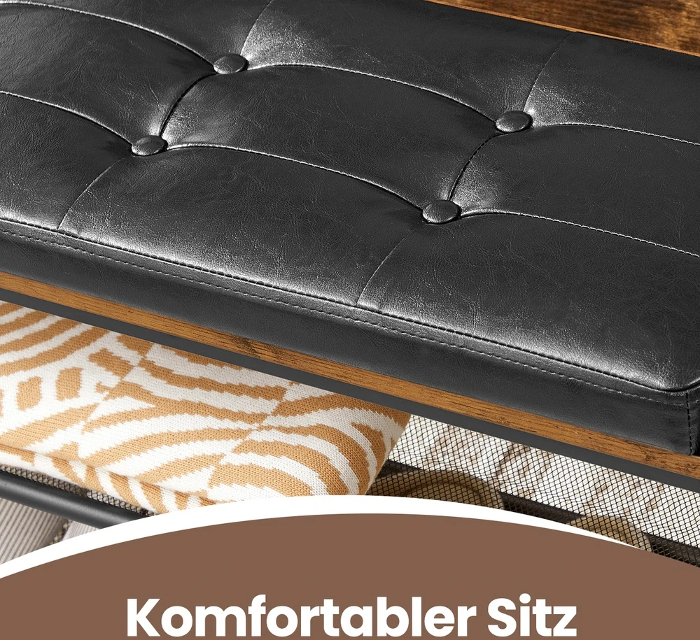 Songmics Batų suoliukas VASAGLE 80x30x48 cm medžio drožlių plokštė ir plienas