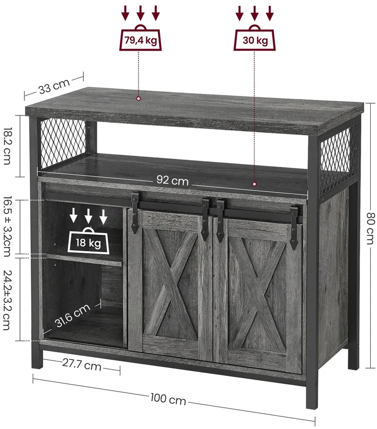 Songmics Komoda 33 × 100 × 80 cm