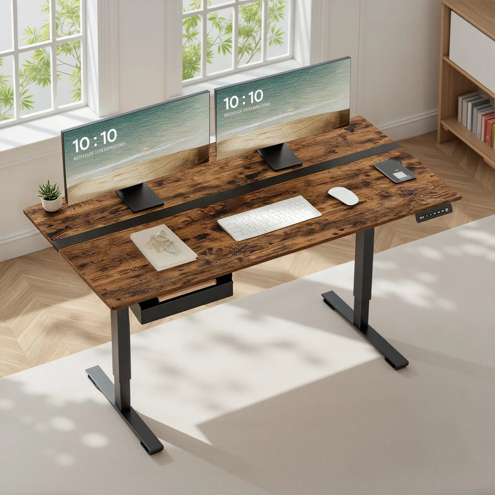 Songmics Reguliuojamo aukščio rašomasis stalas 160,1 × 70,1 x 72,1-120,1cm