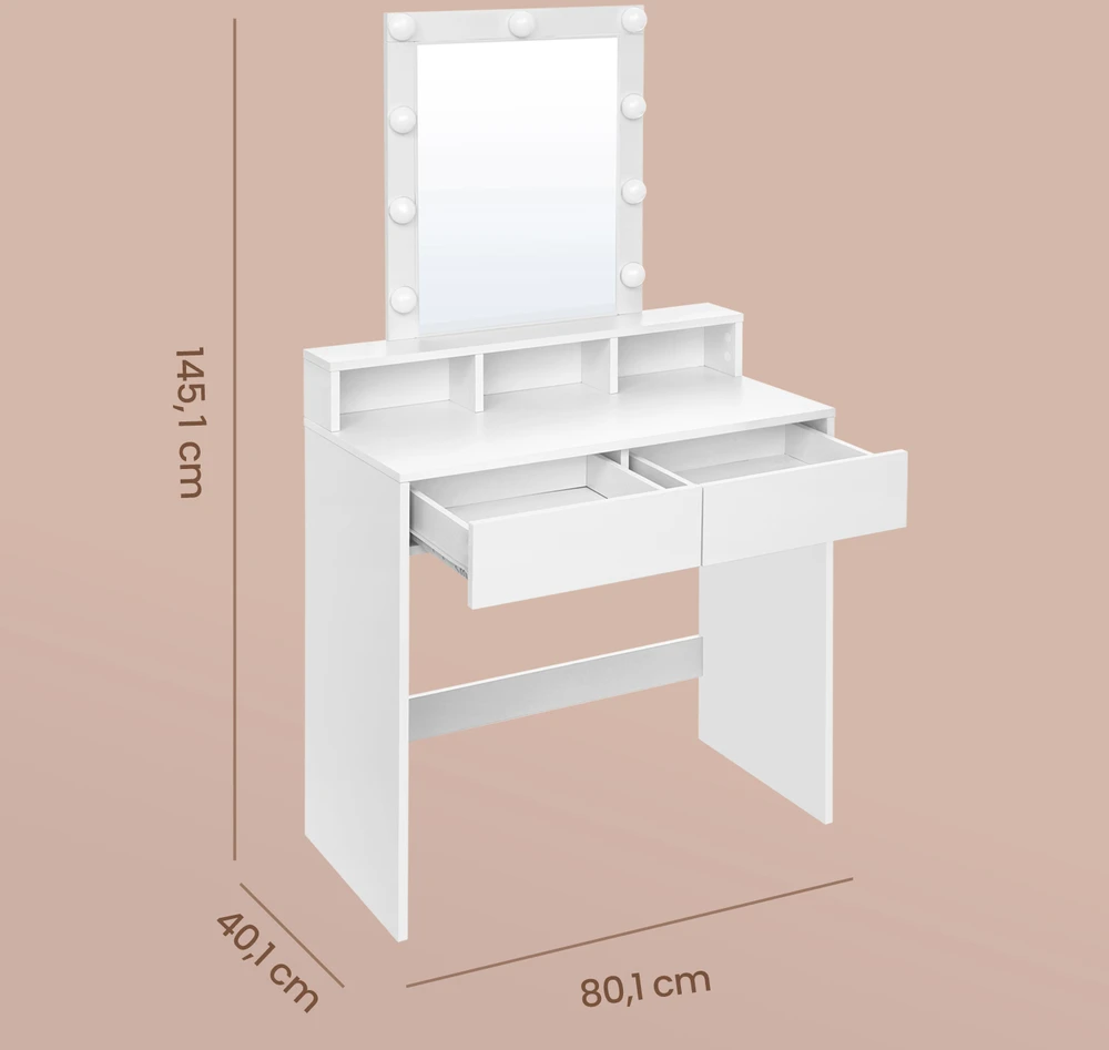 Songmics Kosmetinis stalas 80 × 40 × 145 cm