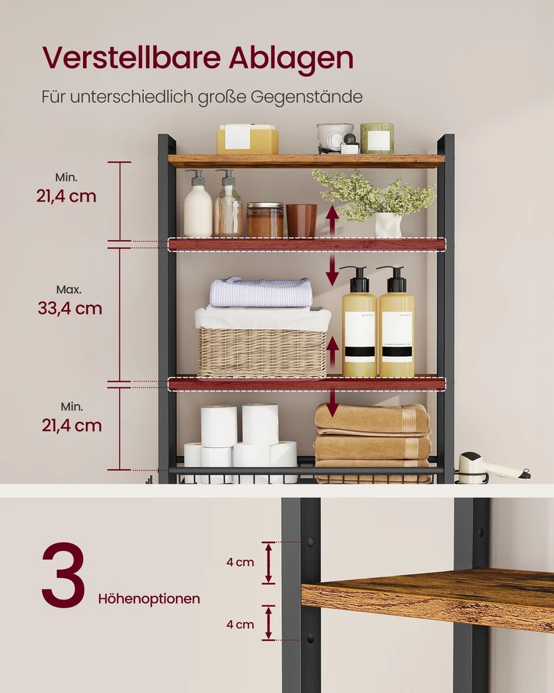 Songmics Vonios lentyna 24 × 60 × 173 cm