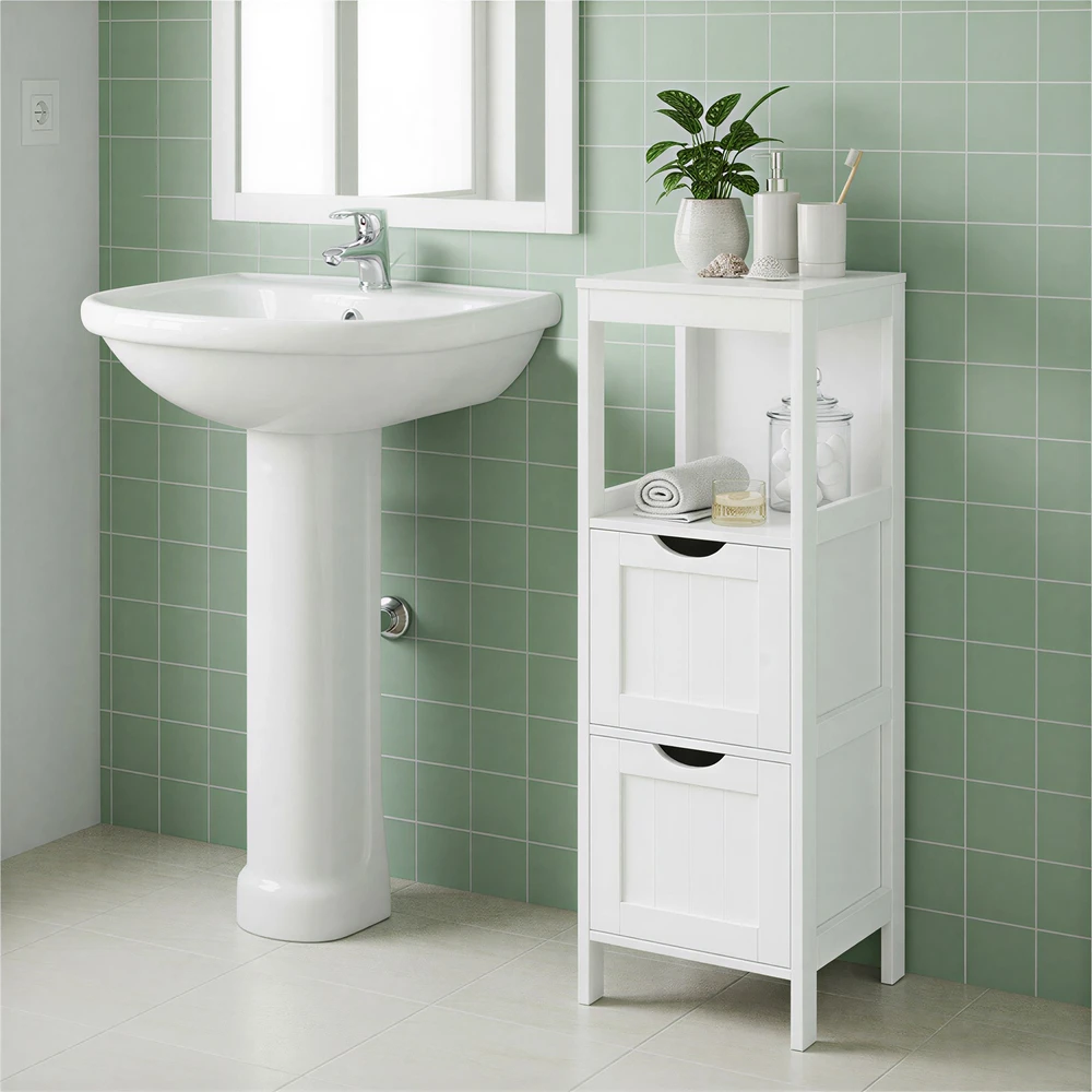 Songmics Vonios spintelė balta MDF 30x89x30 cm