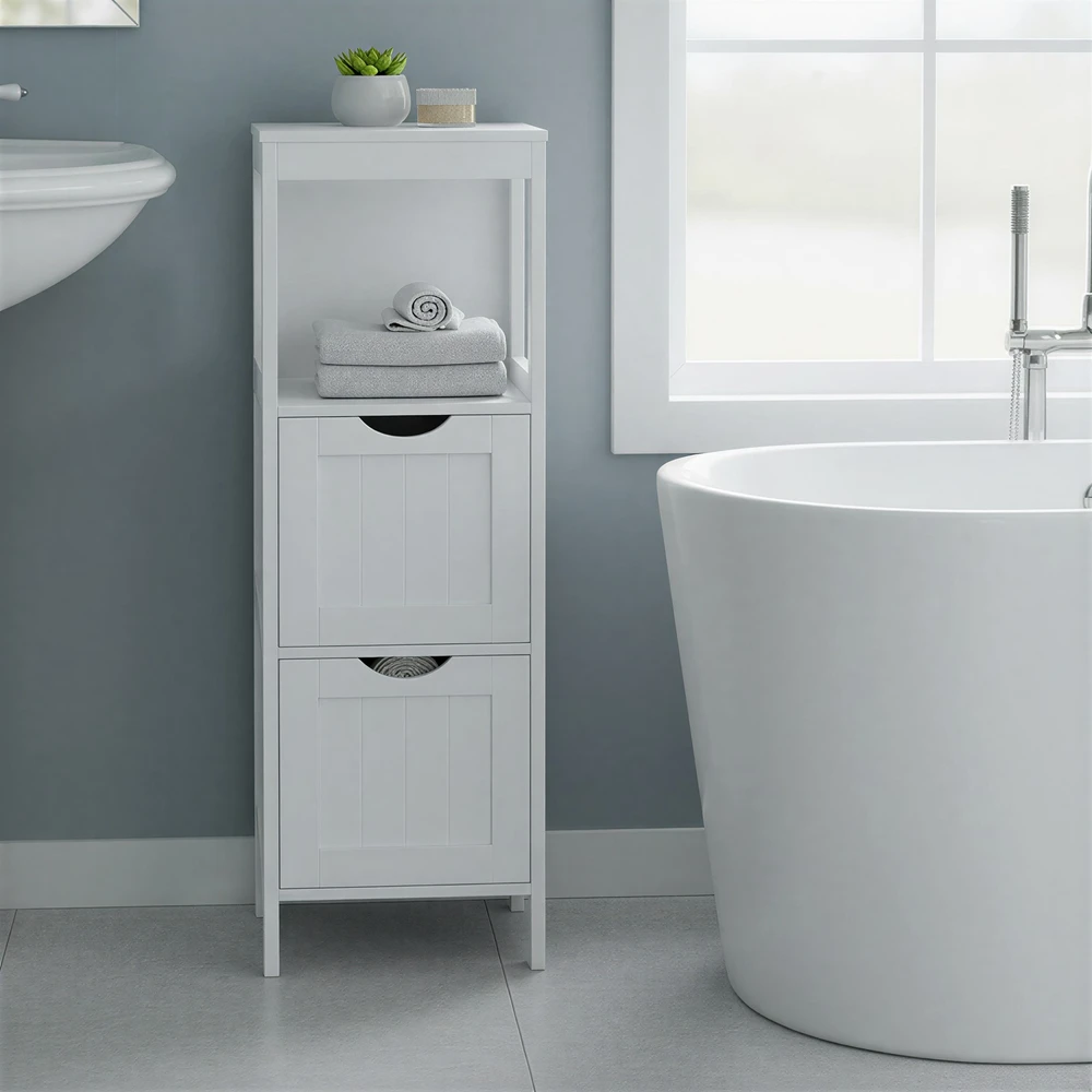 Songmics Vonios spintelė balta MDF 30x89x30 cm