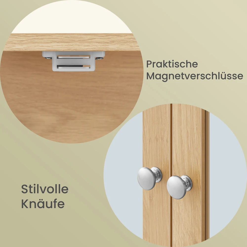 Songmics Spintelė su veidrodžiais 2 durų ir atvira lentyna 13x56,5x58,5 cm