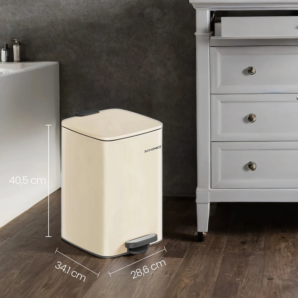Songmics Šiukšliadėžė iš plieno 20 l smėlio spalvos