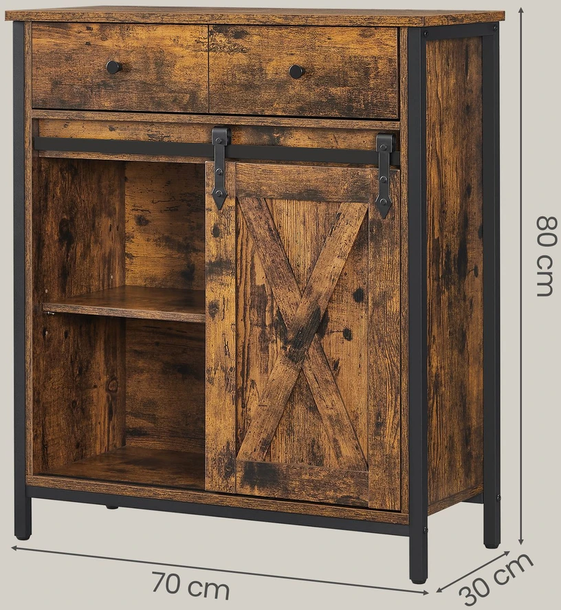 Songmics Spintelė su slankiojančiomis durimis 70 x 30 x 80 cm