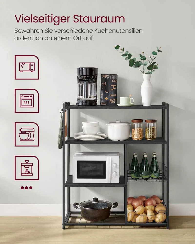 Vasagle Küchenregal mit 2 Metallkörben und Haken