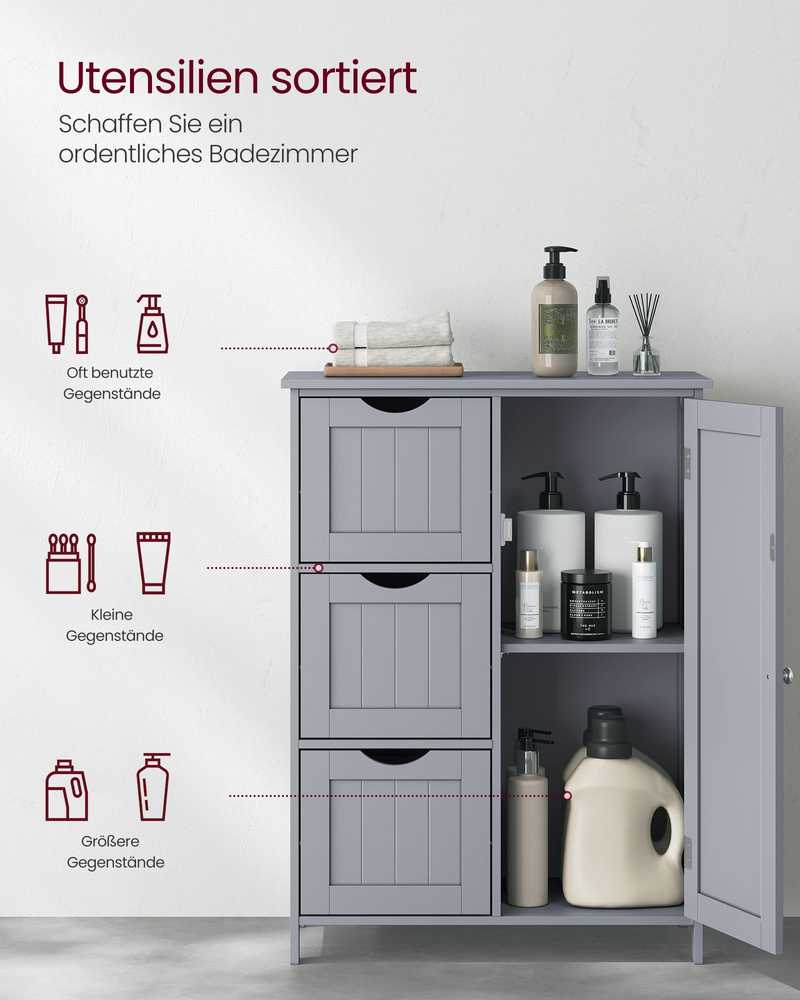 Vasagle Badezimmerschrank mit 3 Schubladen und Schranktür