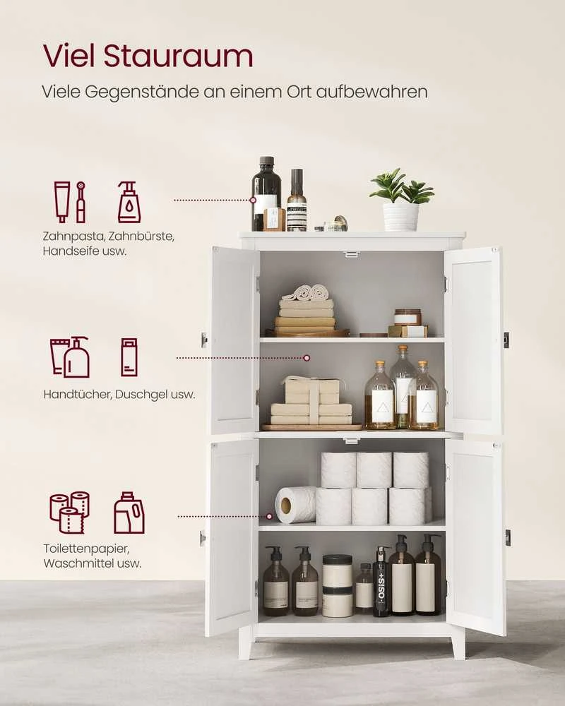 Vasagle Badezimmerschrank mit 4 Türen klassikweiß