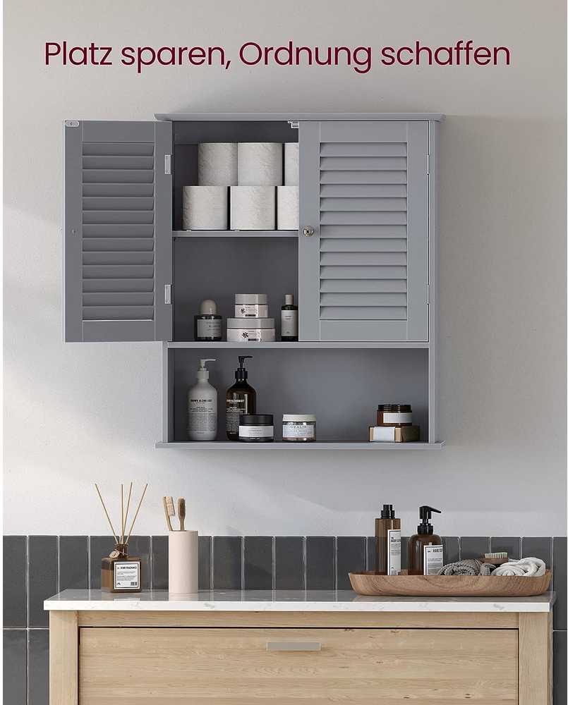 Vasagle Badezimmerschrank mit verstellbarem Einlegeboden und Lamellentüren