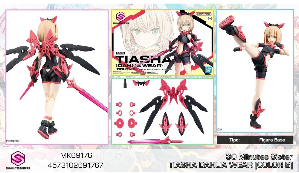 Bandai 30MS Tiasha Dahlia Wear B plastikinis Gunpla rinkinys