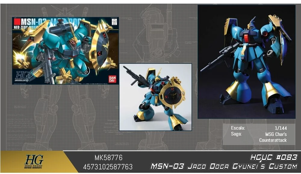 Bandai HGUC Jagd Doga 1/144 Gunpla rinkinys (Gyunei Guss)