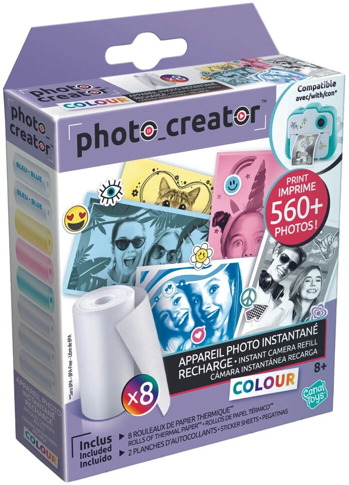 Studio Creator Canal Toys „Photo Creator“ fotopopieriaus papildymo rinkinys, papildomi spalvoto popieriaus ritinėliai, 8 vnt.